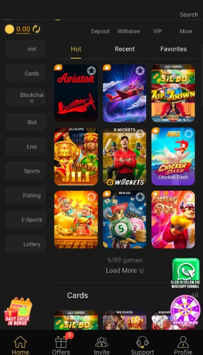 9win game dashboard image