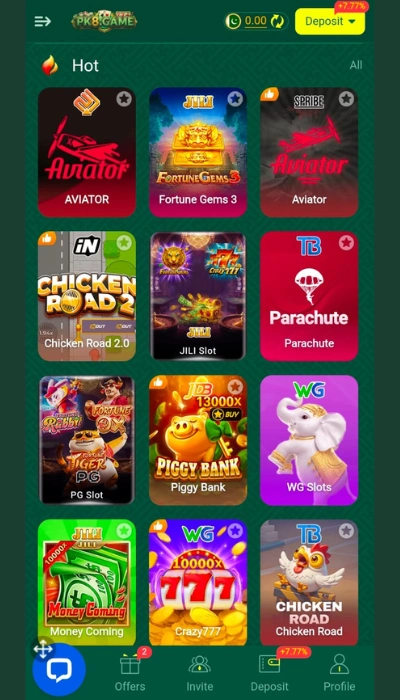 PK8 Game Dashborad image