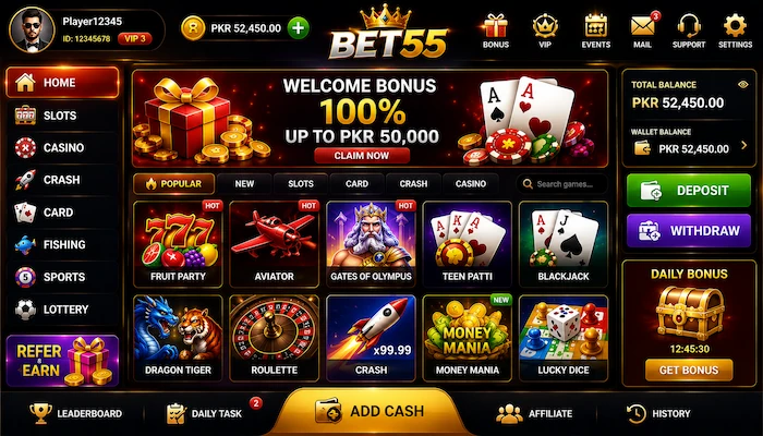 bet 55 game dashboard image